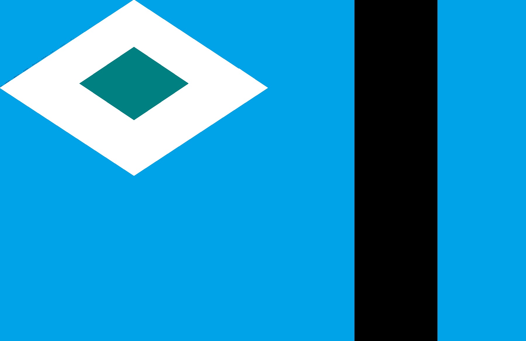 用小畫家畫的：_藍底：海洋國家、自由_左上以老丹的簡化台字紋做紋章_綠色表